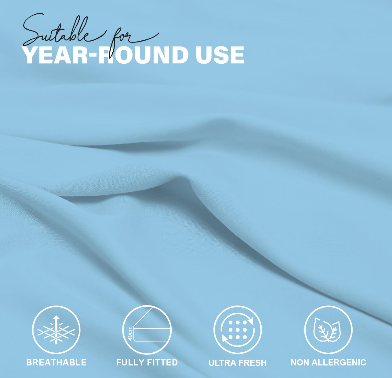 Soft Microfibre Fitted Sheets 40CM - Breathable Wrinkle Free & Fade Resistant