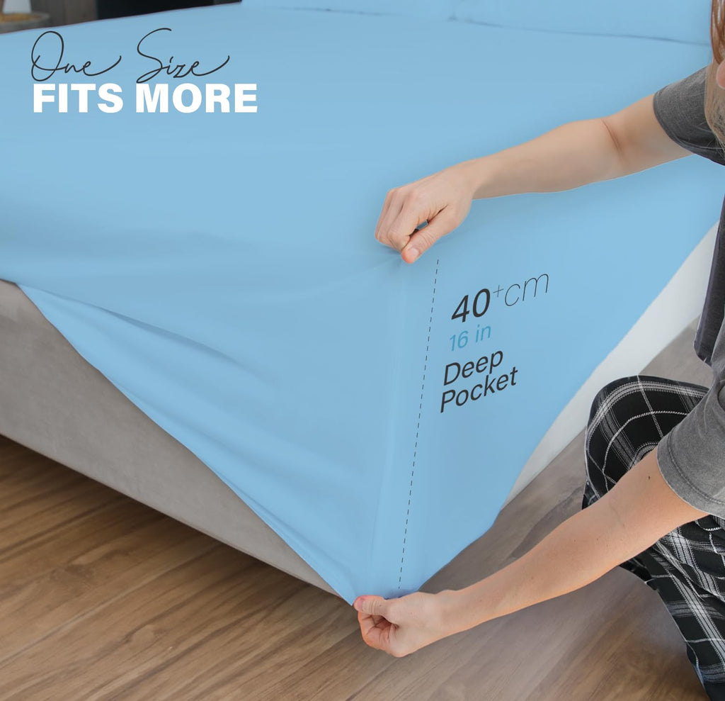 Soft Microfibre Fitted Sheets 40CM - Breathable Wrinkle Free & Fade Resistant