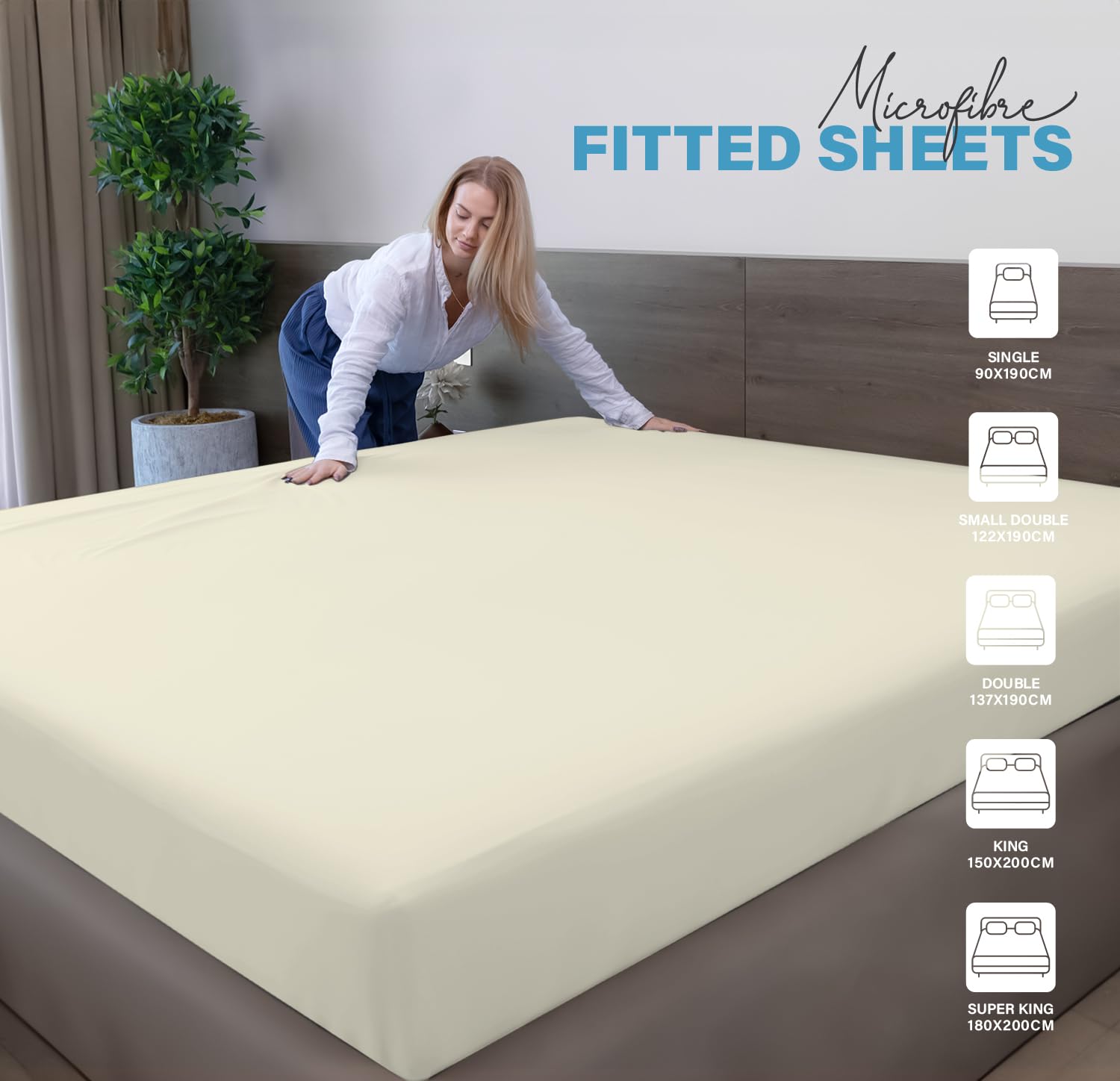 Soft Microfibre Fitted Sheets 40CM - Breathable Wrinkle Free & Fade Resistant
