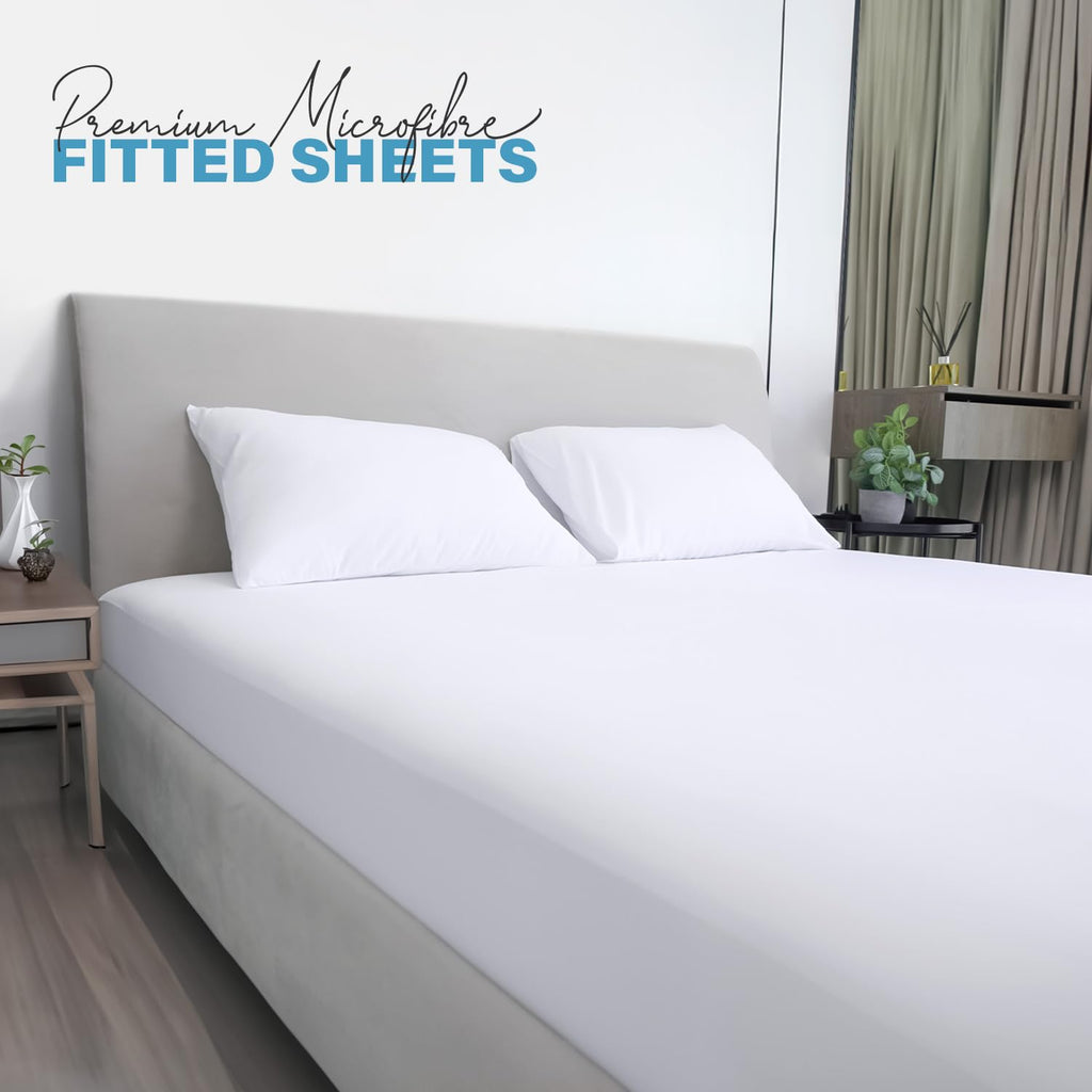 Soft Microfibre Fitted Sheets 40CM - Breathable Wrinkle Free & Fade Resistant