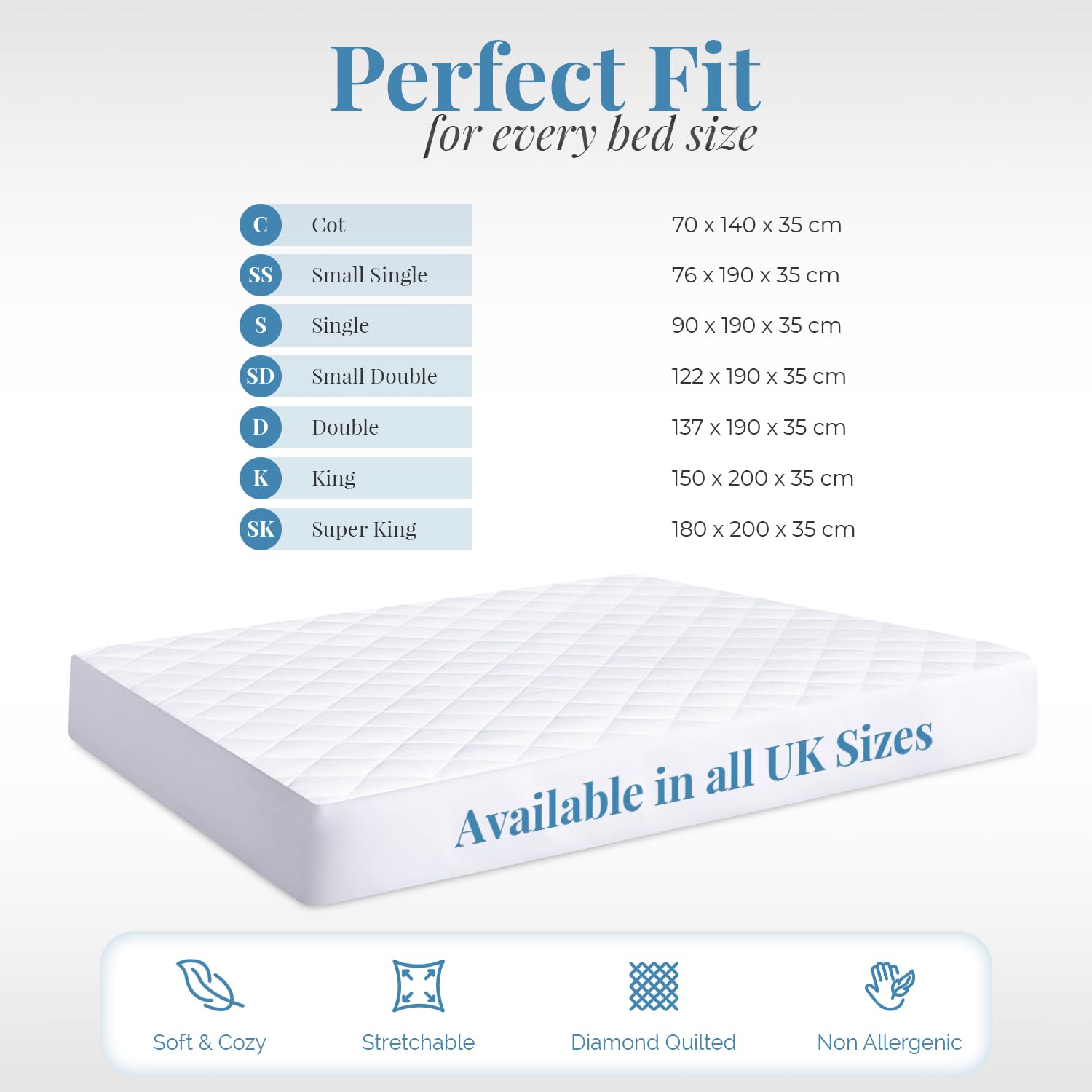 Waterproof Quilted Mattress Protector, 4-Layer Super Absorbent Design