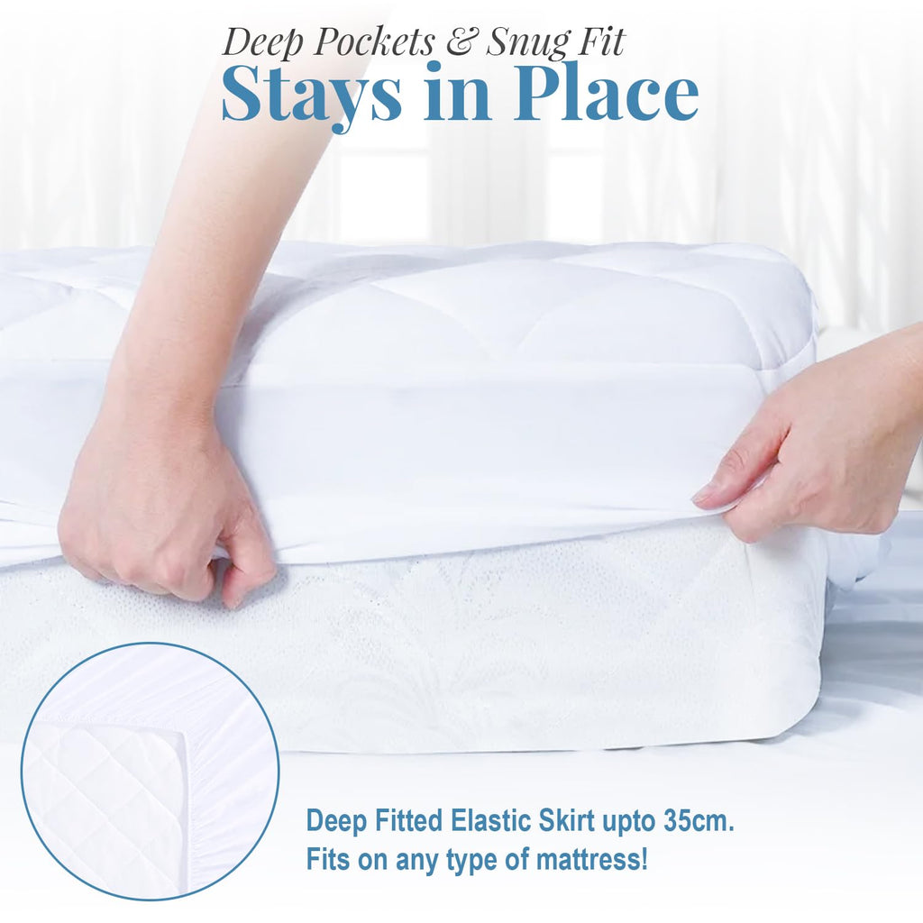 Waterproof Quilted Mattress Protector, 4-Layer Super Absorbent Design