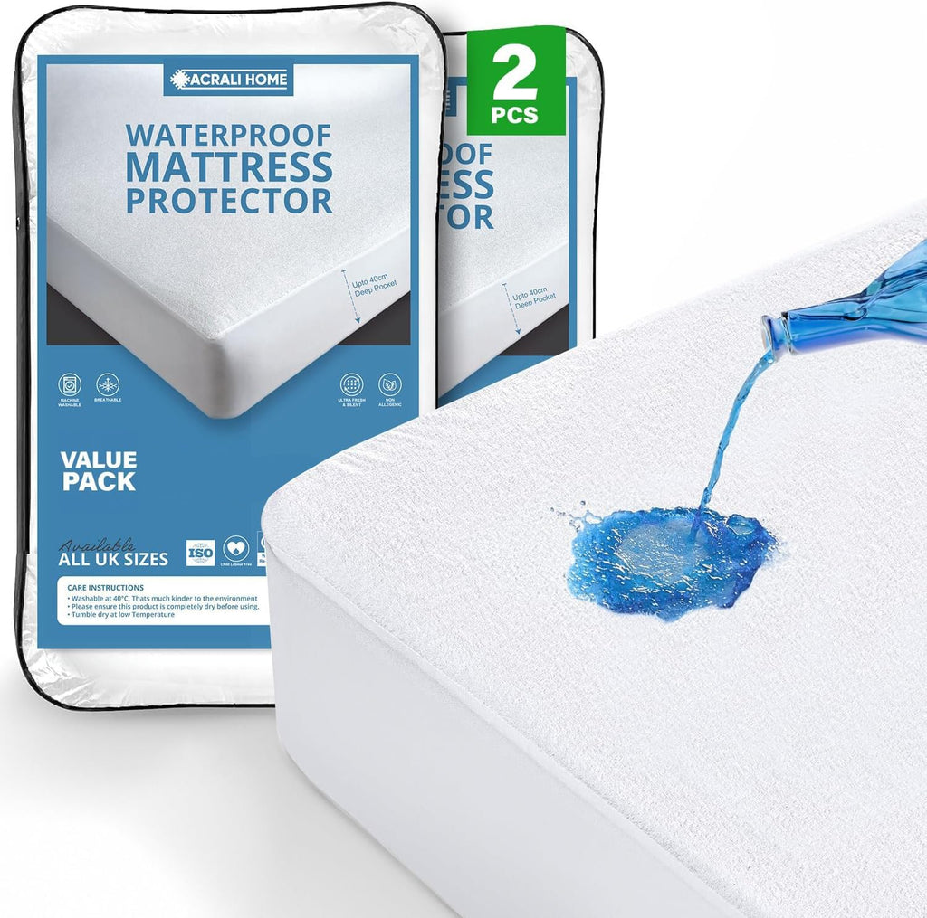 Premium Terry Cotton Mattress Protector - Waterproof