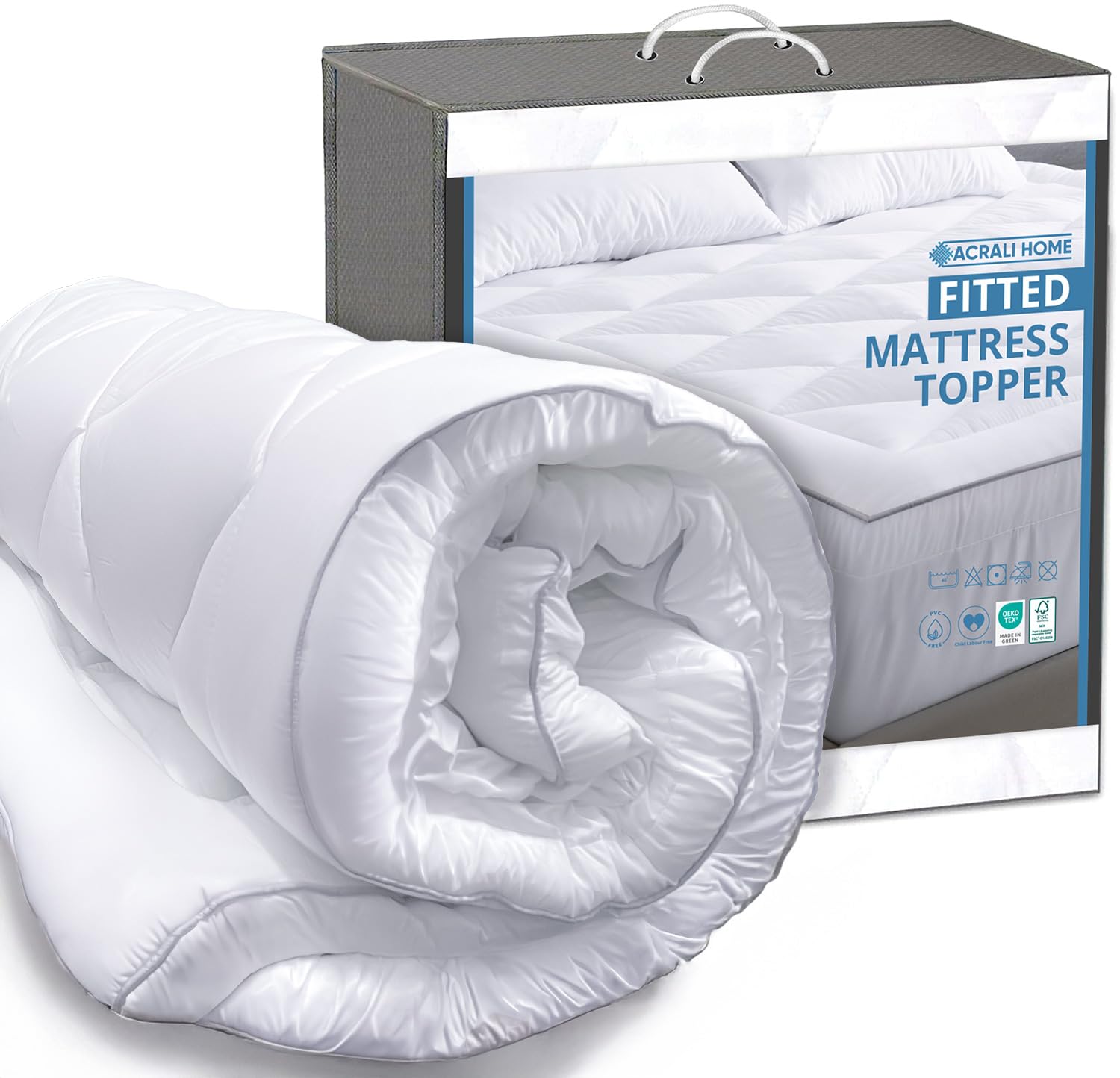 Luxury Quilted Single Mattress Topper – Hypoallergenic Comfort