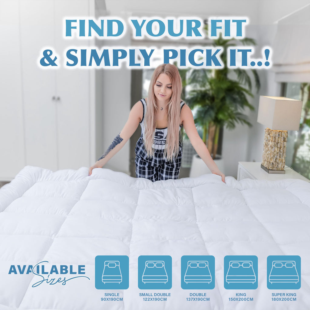 Luxury Quilted Single Mattress Topper – Hypoallergenic Comfort