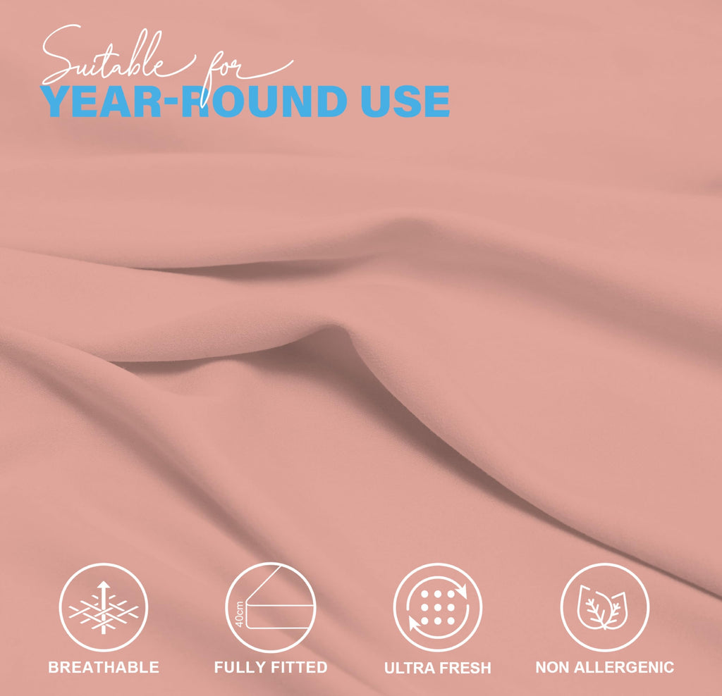 Soft Microfibre Fitted Sheets 40CM - Breathable Wrinkle Free & Fade Resistant