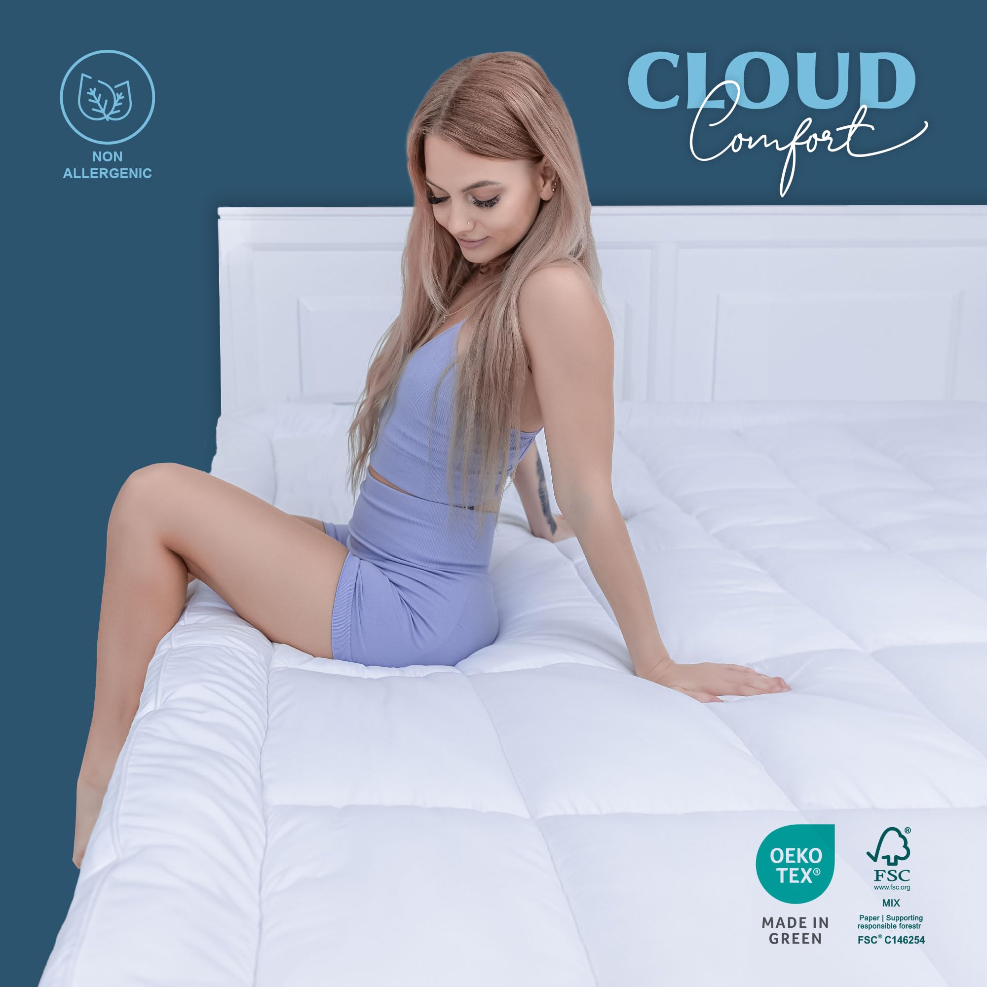 Luxury Quilted Single Mattress Topper – Hypoallergenic Comfort