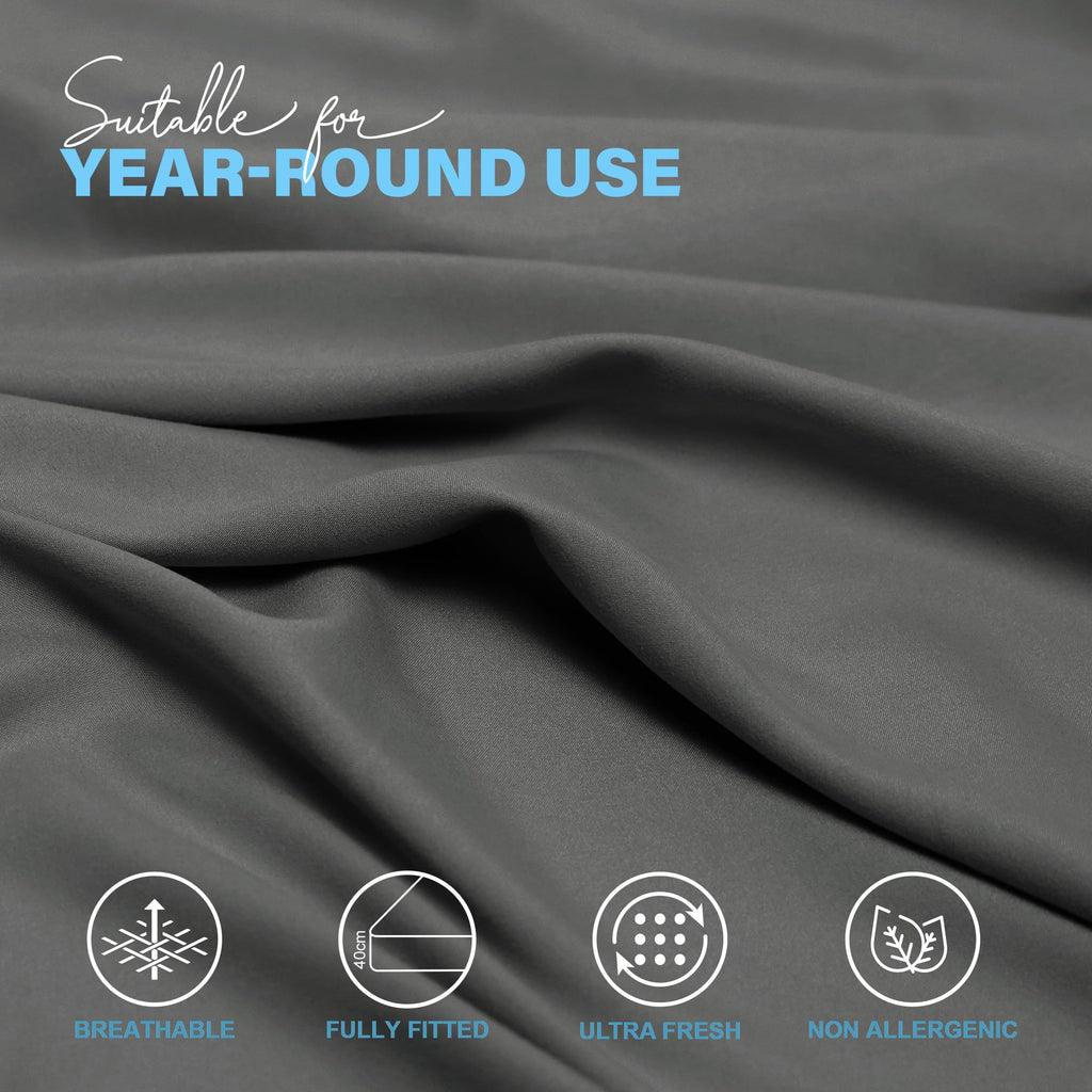 Soft Microfibre Fitted Sheets 40CM - Breathable Wrinkle Free & Fade Resistant