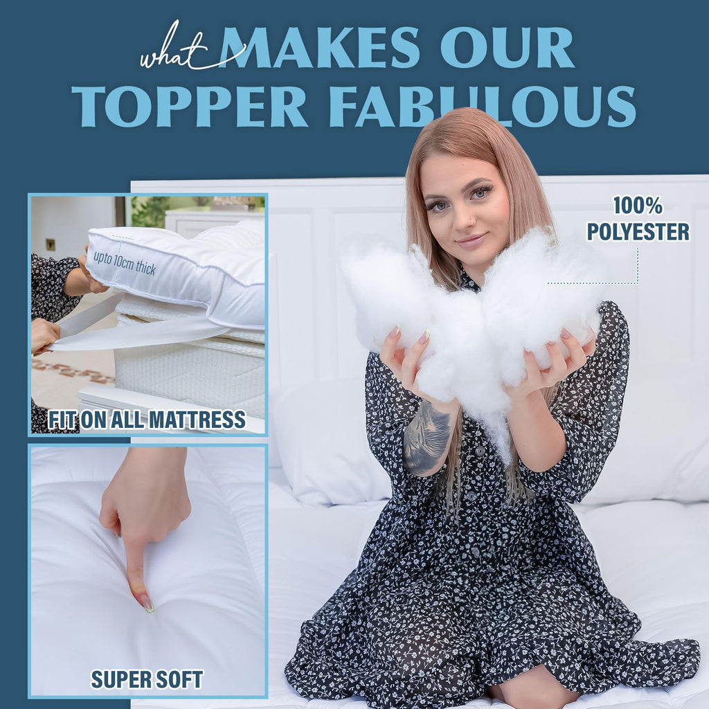 Luxury Quilted Single Mattress Topper – Hypoallergenic Comfort