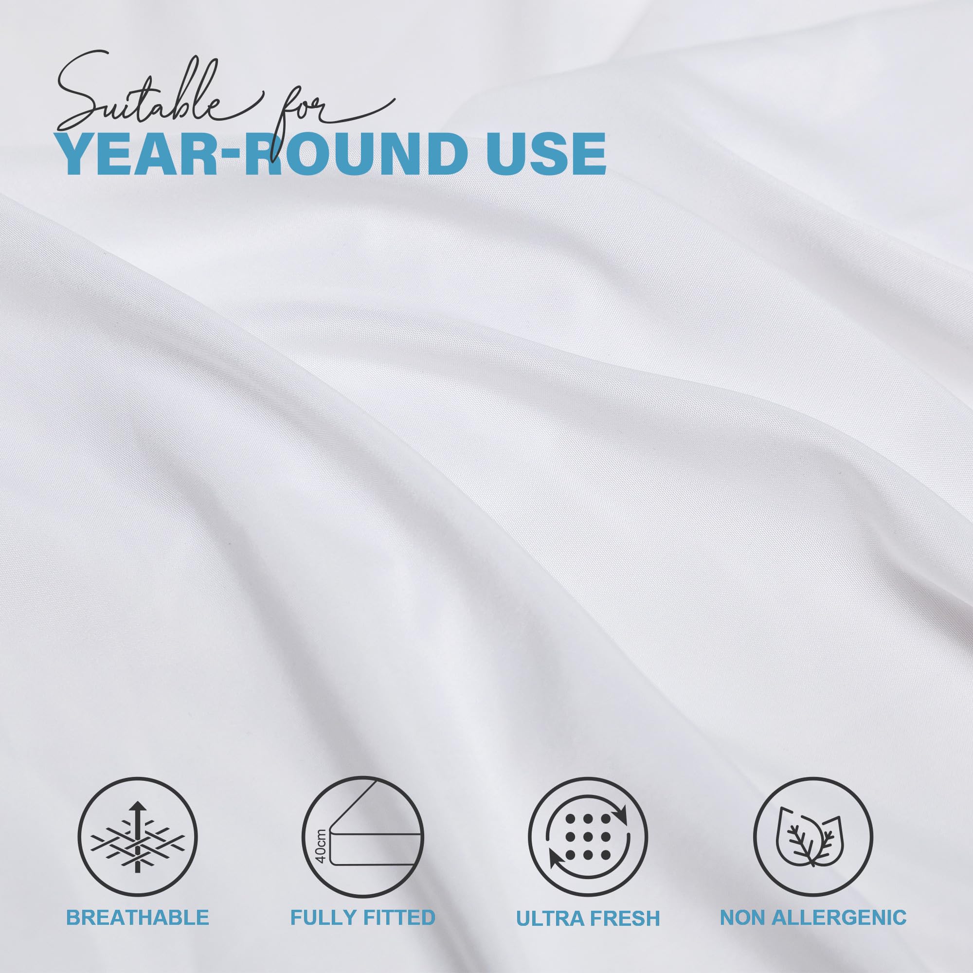 Soft Microfibre Fitted Sheets 40CM - Breathable Wrinkle Free & Fade Resistant