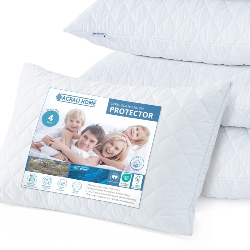 ACRALI HOME Premium Quality White Pillow Protectors – 50×75 cm